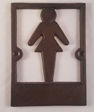 Decoratieve gietijzeren muur of deurplaat : Toilet - Vrouw