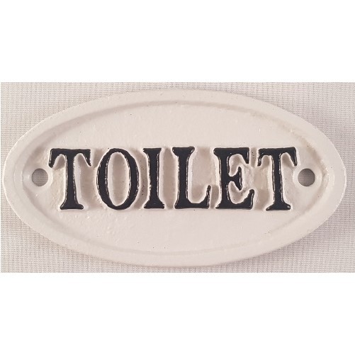 Decoratieve gietijzeren muur of deurplaat : Toilet wit/zwart