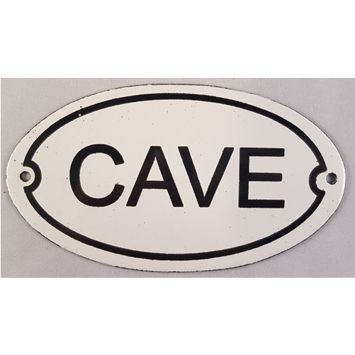 Bordje emaille ''Cave'' voor op deur of muur