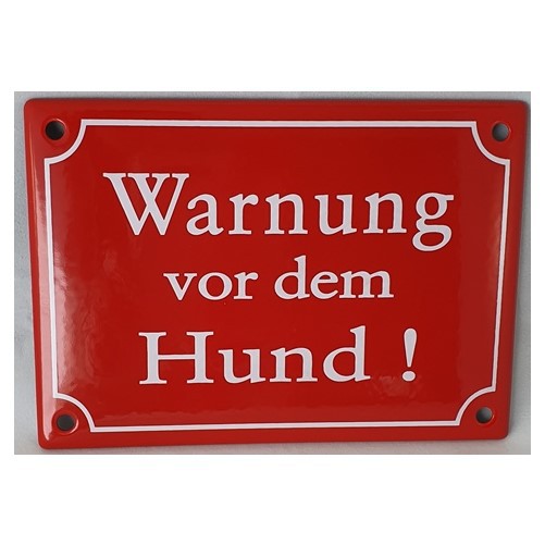 Bordje emaille '' Warnung vor dem Hund '' voor op deur of muur